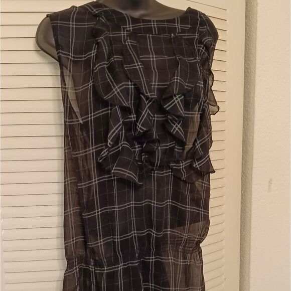 Unleash Your Inner Vixen with SexystudiousGrey Sheer Ruffled Plaid Blouse - Picture 2 of 11